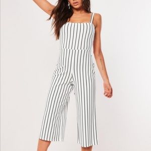 NWT Missguided Pin Stripe Culotte Jumpsuit